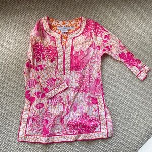 Gretchen Scott. Pink and orange tunic. Size S